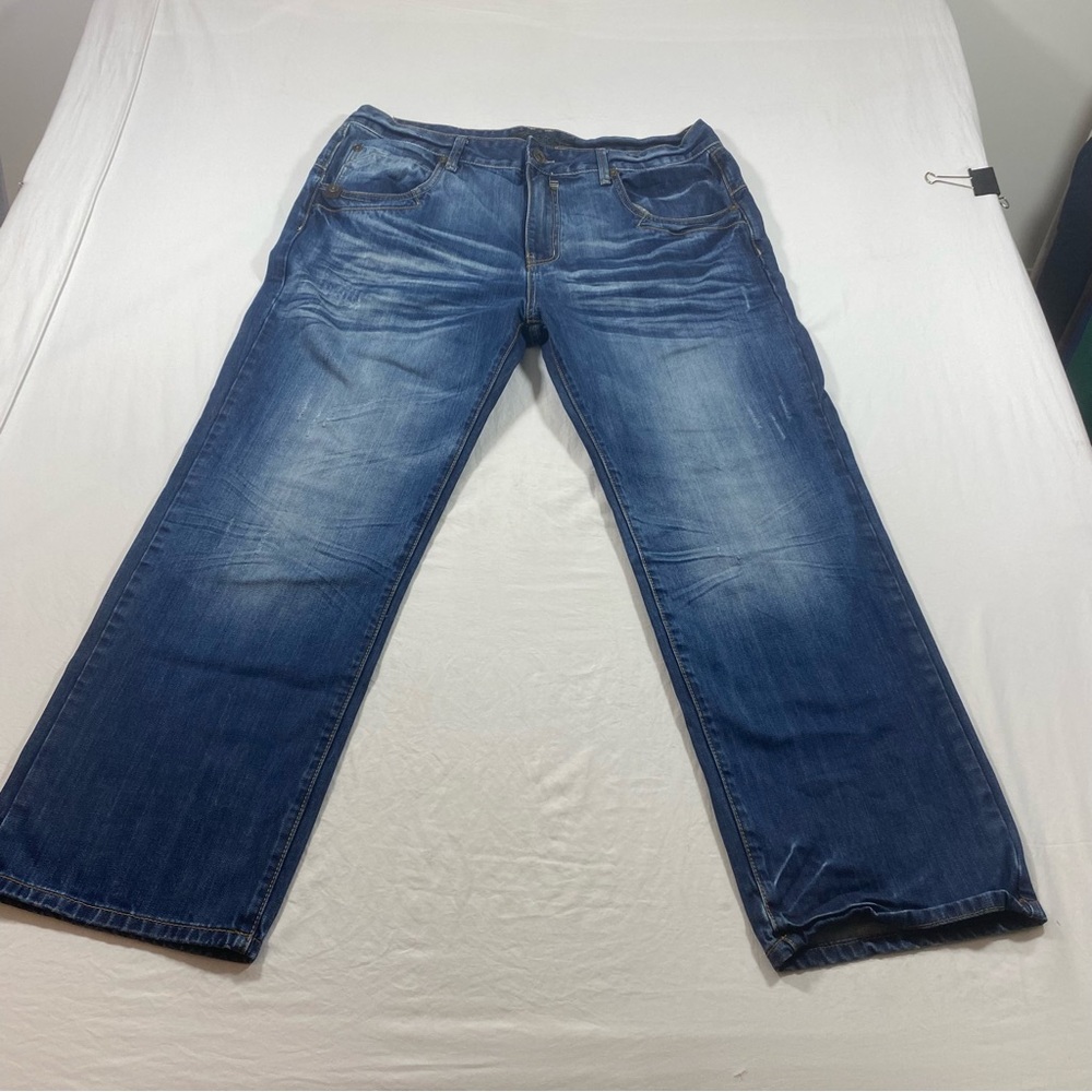 Level 7 Jeans Men 38-30 Relaxed Fit factory distressed pockets Zip  pocket